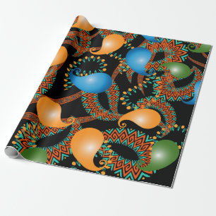 Colourful floral ethnic 3d Paisley seamless patter Wrapping Paper