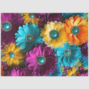 Colourful Floral Fabric Art Tissue Paper