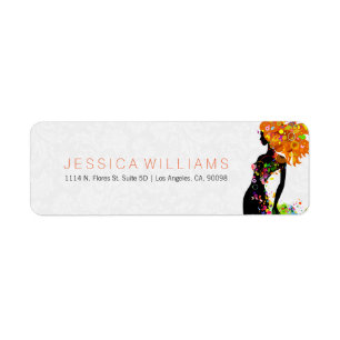 Colourful Floral Fashion Girl Return Address Label