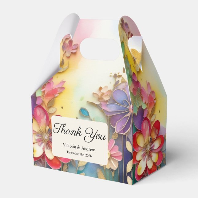 Colourful Floral Favour box (Front Side)