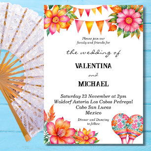 Colourful Floral Fiesta Mexican Wedding Invitation