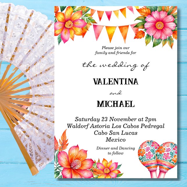 Colourful Floral Fiesta Mexican Wedding Invitation (Creator Uploaded)