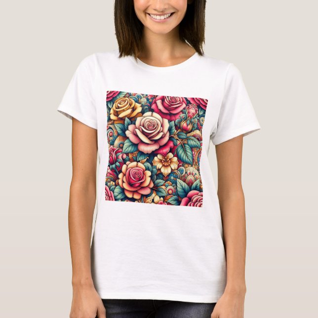 Colourful floral flowers  T-Shirt (Front)