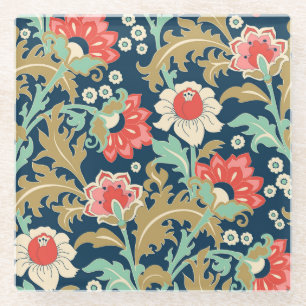 Colourful Floral Folk: Hand Drawn Glass Coaster