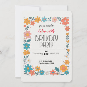 Colourful Floral Frame Invitation