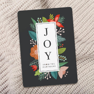 Colourful Floral Frame Joy Holiday Card