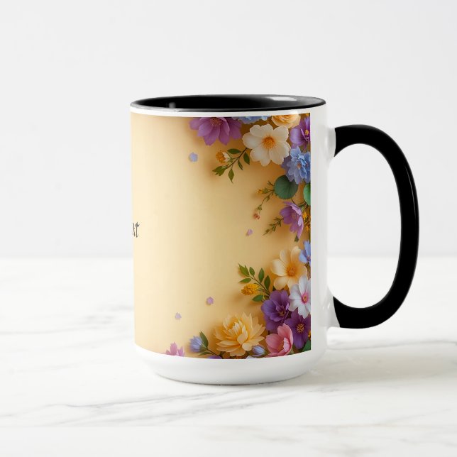 Colourful Floral Frame Mug (Right)