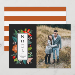 Colourful Floral Frame   Noel   Photo Holiday Card