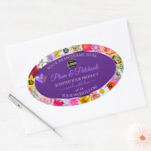 Colourful Floral Frame Purple Product Labels Logo