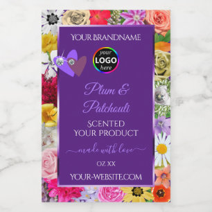 Colourful Floral Frame Purple Product Labels Logo