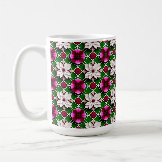 🌸 Colourful Floral Garden Bloom Pattern ☕ Coffee Mug (Left)