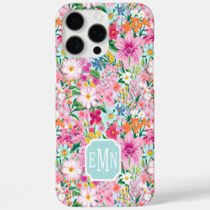 Colourful Floral Garden Monogrammed iPhone 16 Pro Max Case