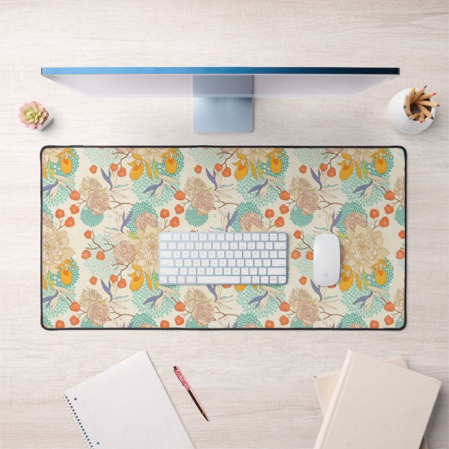 Colourful Floral Garden Pattern Desk Mat (Office 1)