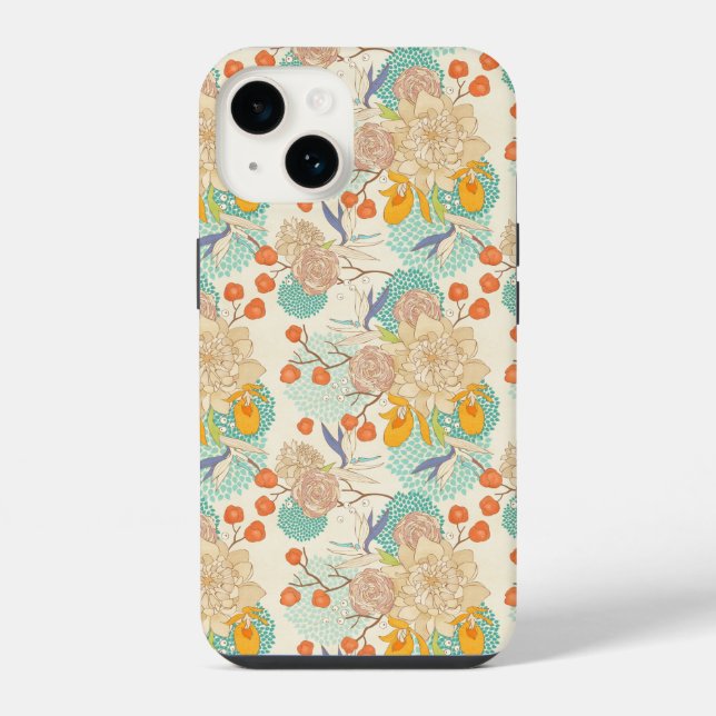 Colourful Floral Garden Pattern iPhone Case (Back)