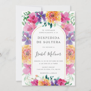 Colourful Floral Garden Spanish Bridal Shower Invitation