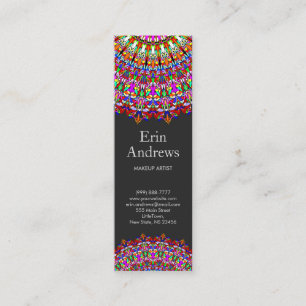 Colourful Floral Geometric Mandala Mini Business Card