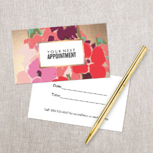 Colourful Floral, Gold Salon Appointment Reminder Card