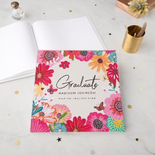 Colourful Floral Graduation Party  Guest Book