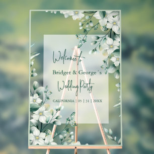 Colourful floral greenery Frosted Wedding Welcome Acrylic Sign