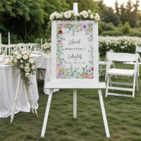 Colourful Floral Greenery Frosted Wedding Welcome