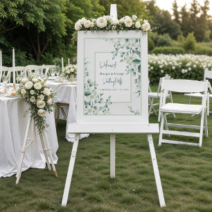 Colourful floral greenery Frosted Wedding Welcome Acrylic Sign