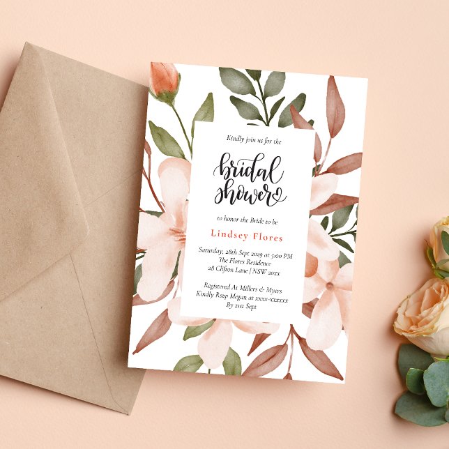 Colourful Floral Greenery Leaves Bridal Shower  Invitation (Creator Uploaded)