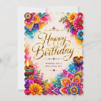 Colourful Floral Happy Birthday Card