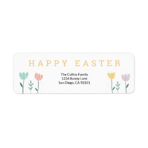 Colourful Floral Happy Easter Return Address Return Address Label