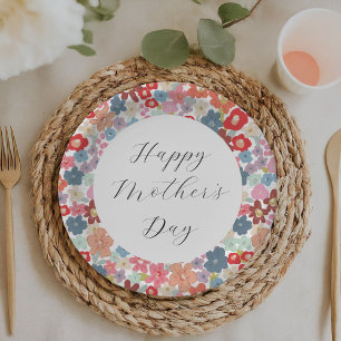 Colourful Floral Happy Mother's Day Brunch Party Paper Plate