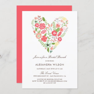 Colourful Floral Heart Bridal Brunch Invitation