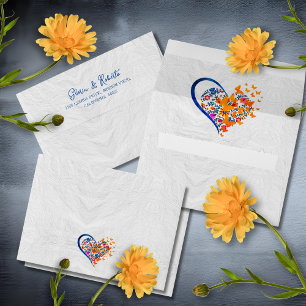 Colourful Floral Heart Butterflies Mexican Wedding Envelope