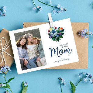 Colourful Floral Heart Photo with Photo for MOM Card