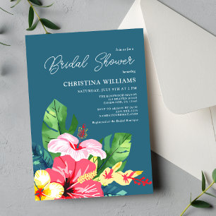 Colourful Floral Hibiscus Tropical Bridal Shower Invitation