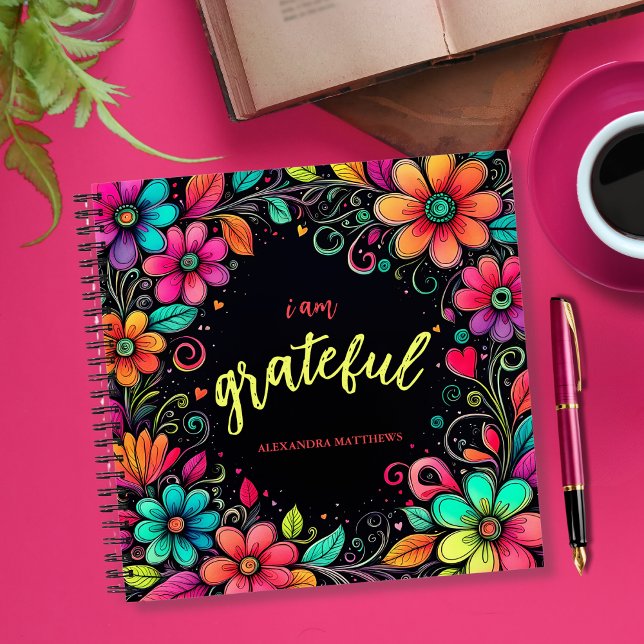 Colourful Floral I am Grateful Gratitude Journal (This cute gratitude journal is easily personalized and makes a great gift.)