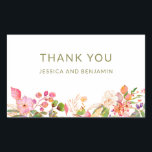 Colourful Floral Illustration Custom Thank You  Rectangular Sticker<br><div class="desc">Colourful Floral Illustration Custom Thank You Rectangular Sticker</div>