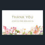 Colourful Floral Illustration Custom Thank You  Rectangular Sticker<br><div class="desc">Colourful Floral Illustration Custom Thank You Rectangular Sticker</div>