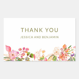 Colourful Floral Illustration Custom Thank You  Rectangular Sticker