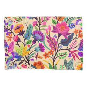 Colourful Floral Illustration Flowers Print Patter Pillowcase