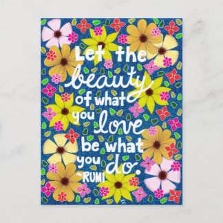 Colourful Floral Inspiring Quote Typography Postcard