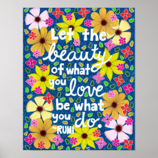 Colourful Floral Inspiring Quote Typography Poster