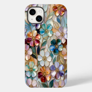 Colourful Floral iPhone Case Gold Pastel Flowers