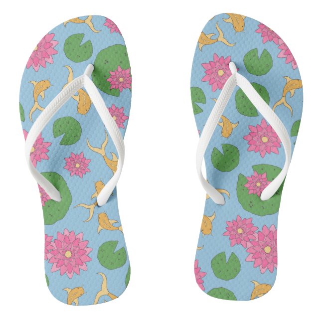 Colourful Floral Koi Fish Flip Flops (Footbed)