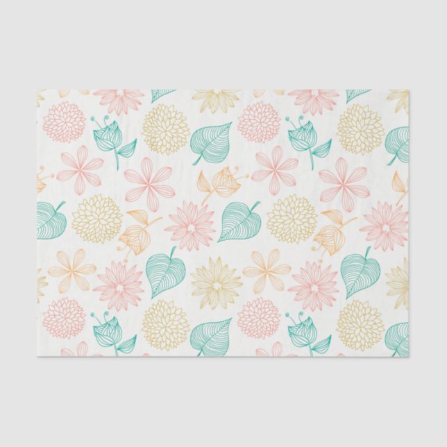 Colourful floral leafy pattern Tissue Paper (Front)