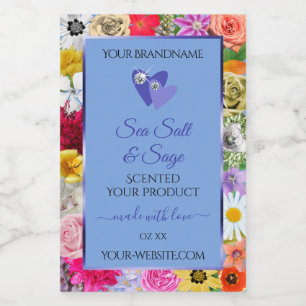 Colourful Floral Light Blue Product Labels Diamond