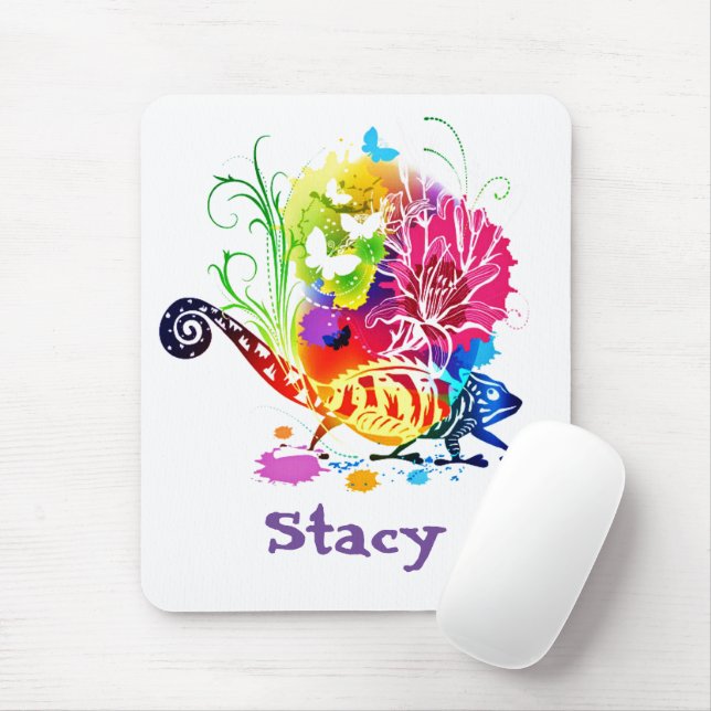 Colourful floral lizard  mouse pad (With Mouse)