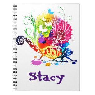 Colourful floral lizard notebook