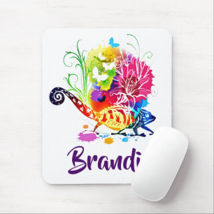 Colourful floral lizard personalised mouse pad