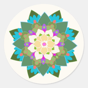 Colourful Floral Lotus Mandala Flower Sticker