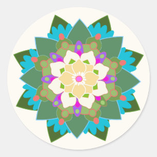 Colourful Floral Lotus Mandala Flower Sticker