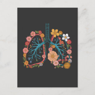 Colourful Floral Lungs Vector Illustration gift Postcard